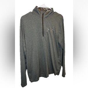 Under Armour Men’s Borderland HeatGear Gray 1/4 Zip Pullover Size L Camo EUC